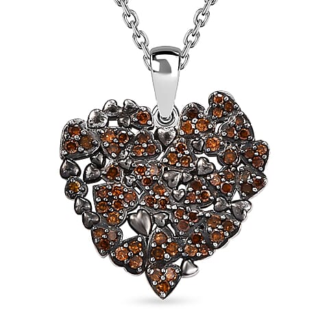Red Diamond Pendant with Chain (Size - 20) in Rhodium Overlay Sterling Silver 0.50 Ct