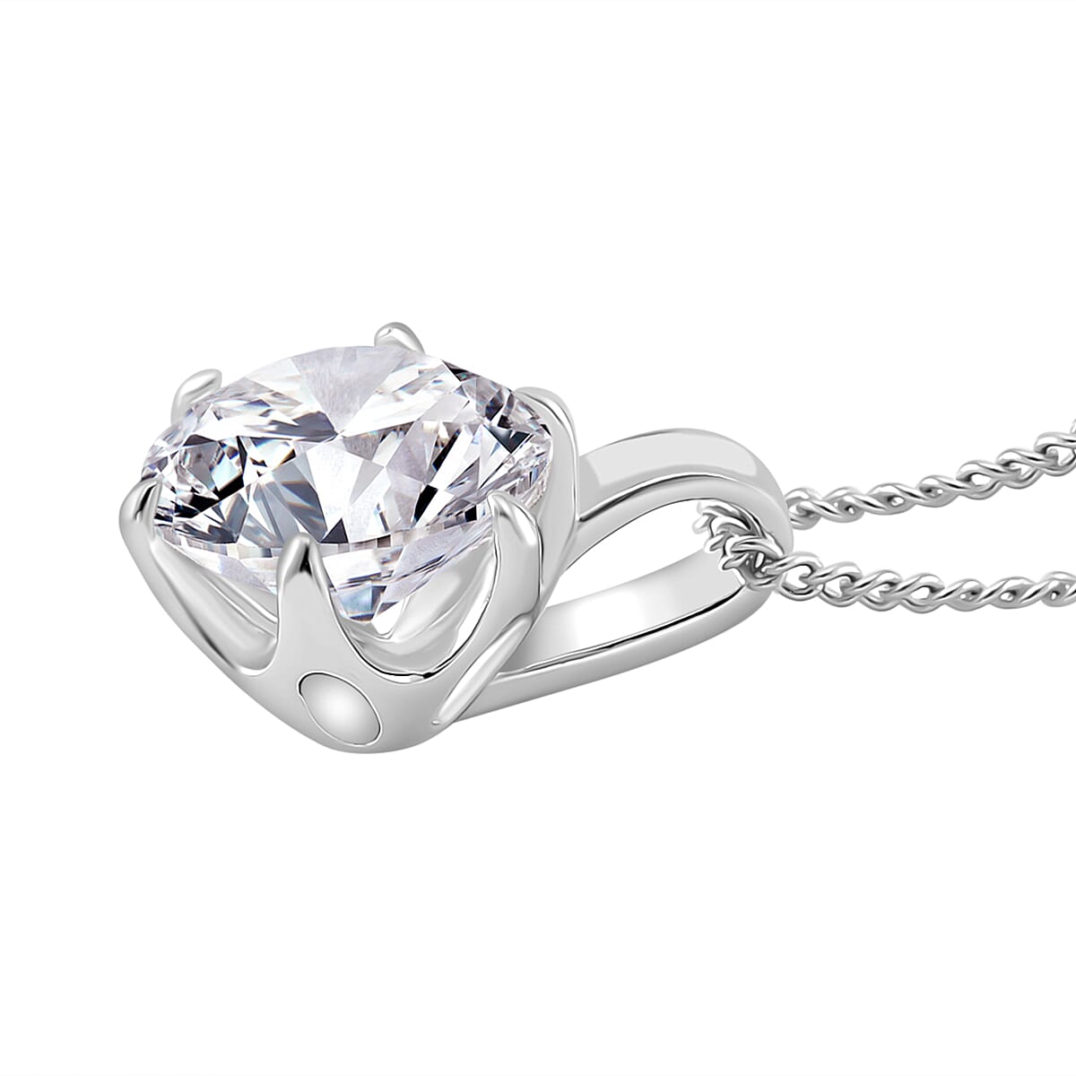 RADIANTA Moissanite -GRA Certified D-VVS1 Moissanite Pendant with Chain (Size - 18) in Rhodium Overlay Sterling Silver 2.0 Ct.