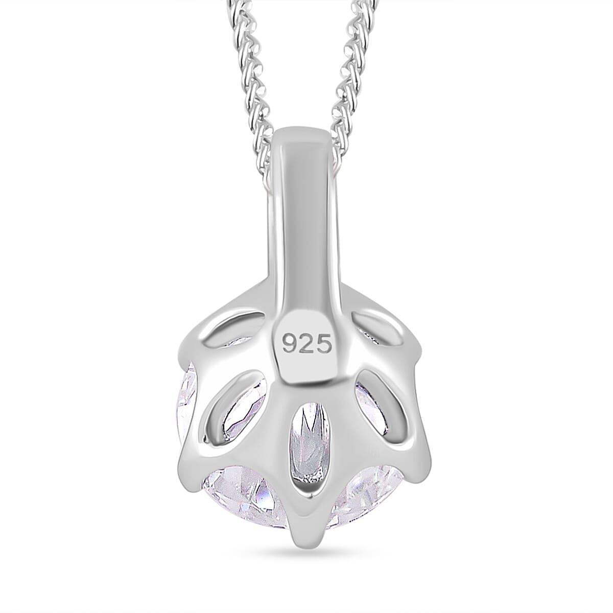 RADIANTA Moissanite -GRA Certified D-VVS1 Moissanite Pendant with Chain (Size - 18) in Rhodium Overlay Sterling Silver 2.0 Ct.