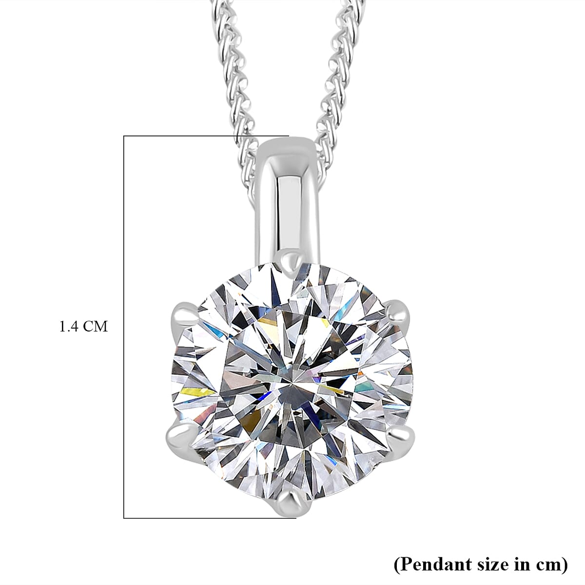 RADIANTA Moissanite -GRA Certified D-VVS1 Moissanite Pendant with Chain (Size - 18) in Rhodium Overlay Sterling Silver 2.0 Ct.