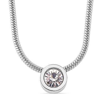 12 Piece Set - Golden & Multi Color Crystal Pendant with Chain (Size - 18-2 Ext) in White Tone