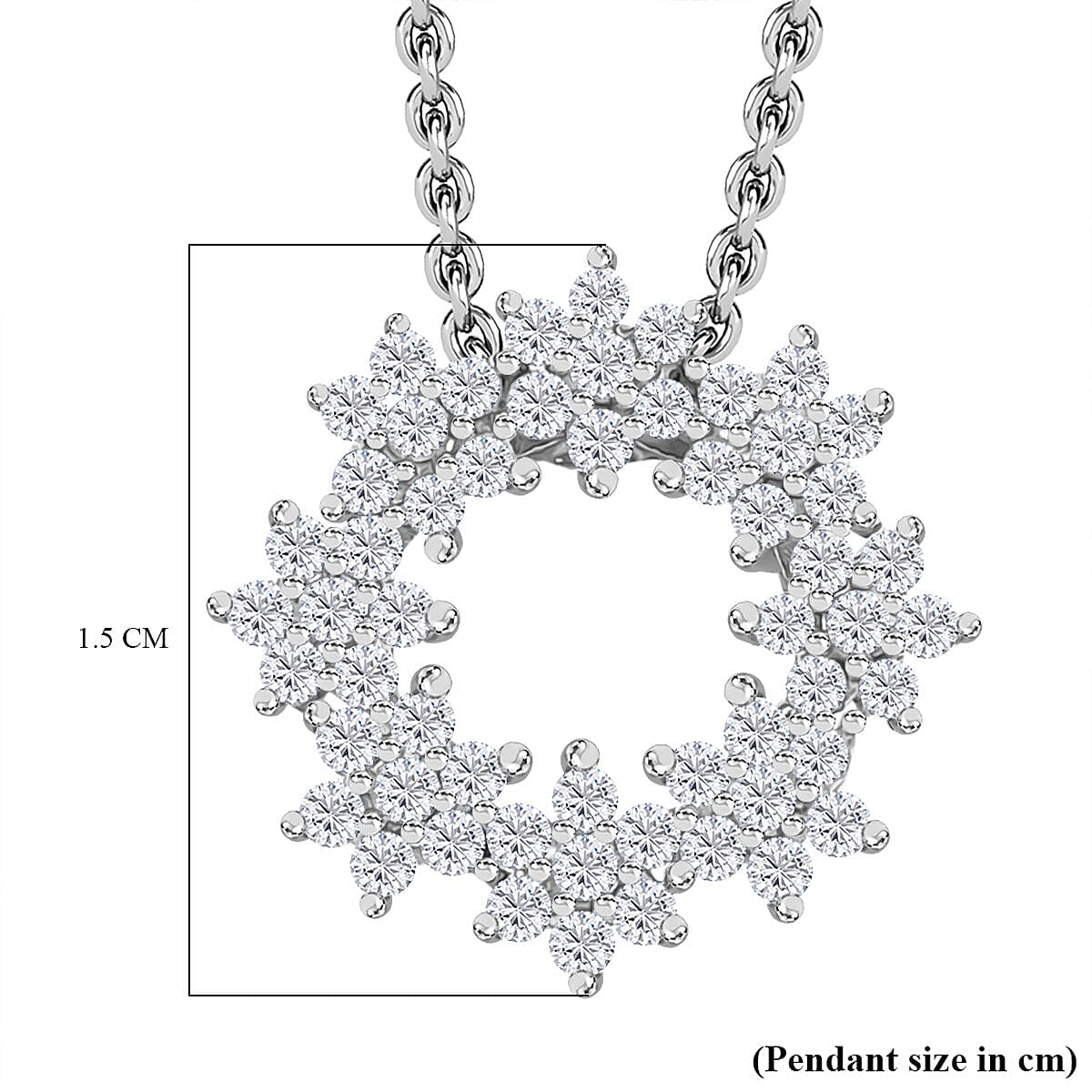 White Diamond Pendant with Chain (Size - 20) in Rhodium Overlay Sterling Silver 0.50 Ct.