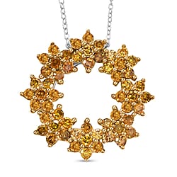 White Diamond Pendant with Chain (Size - 20) in Rhodium Overlay Sterling Silver 0.50 Ct.