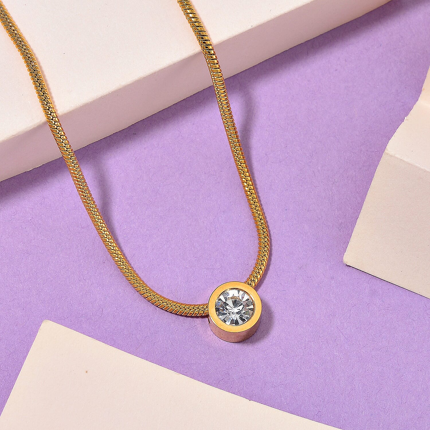 12 Piece Set - Blue & Multi Color Crystal Pendant with Chain (Size - 18-2 Ext) in Yellow Gold Tone