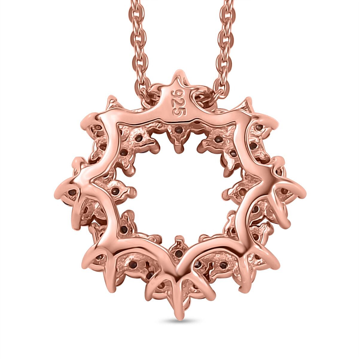 Champagne Diamond Pendant with Chain (Size - 20) in 18K Vermeil Rose Gold Plated Sterling Silver 0.50 Ct. Champagne Diamond Pendant with Chain (Size - 20) in 18K Vermeil Rose Gold Plated Sterling Silver 0.50 Ct.