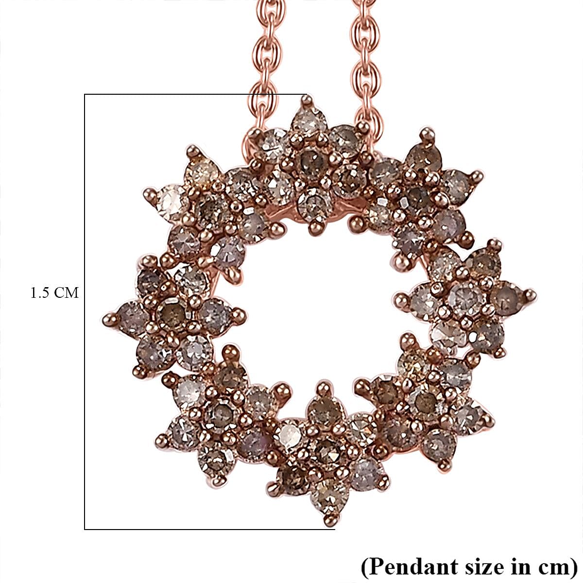 Champagne Diamond Pendant with Chain (Size - 20) in 18K Vermeil Rose Gold Plated Sterling Silver 0.50 Ct. Champagne Diamond Pendant with Chain (Size - 20) in 18K Vermeil Rose Gold Plated Sterling Silver 0.50 Ct.