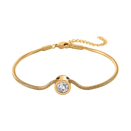 12 Piece Set - Golden & Multi Color Crystal Charms with Bracelet (Size - 7.5-2 Ext) in Yellow Tone