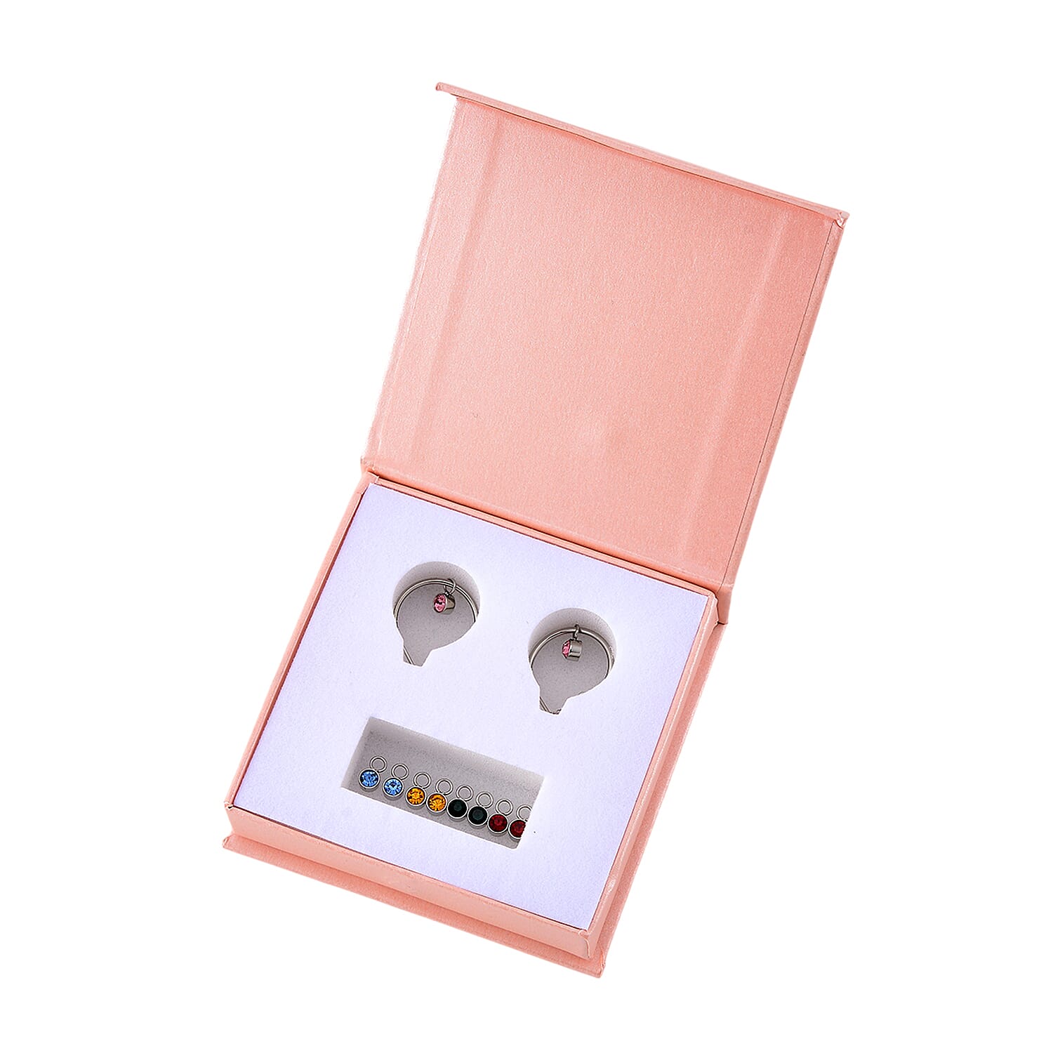 5 Piece Set - Golden & Multi Color Crystal Charms and Earrings with Clasp