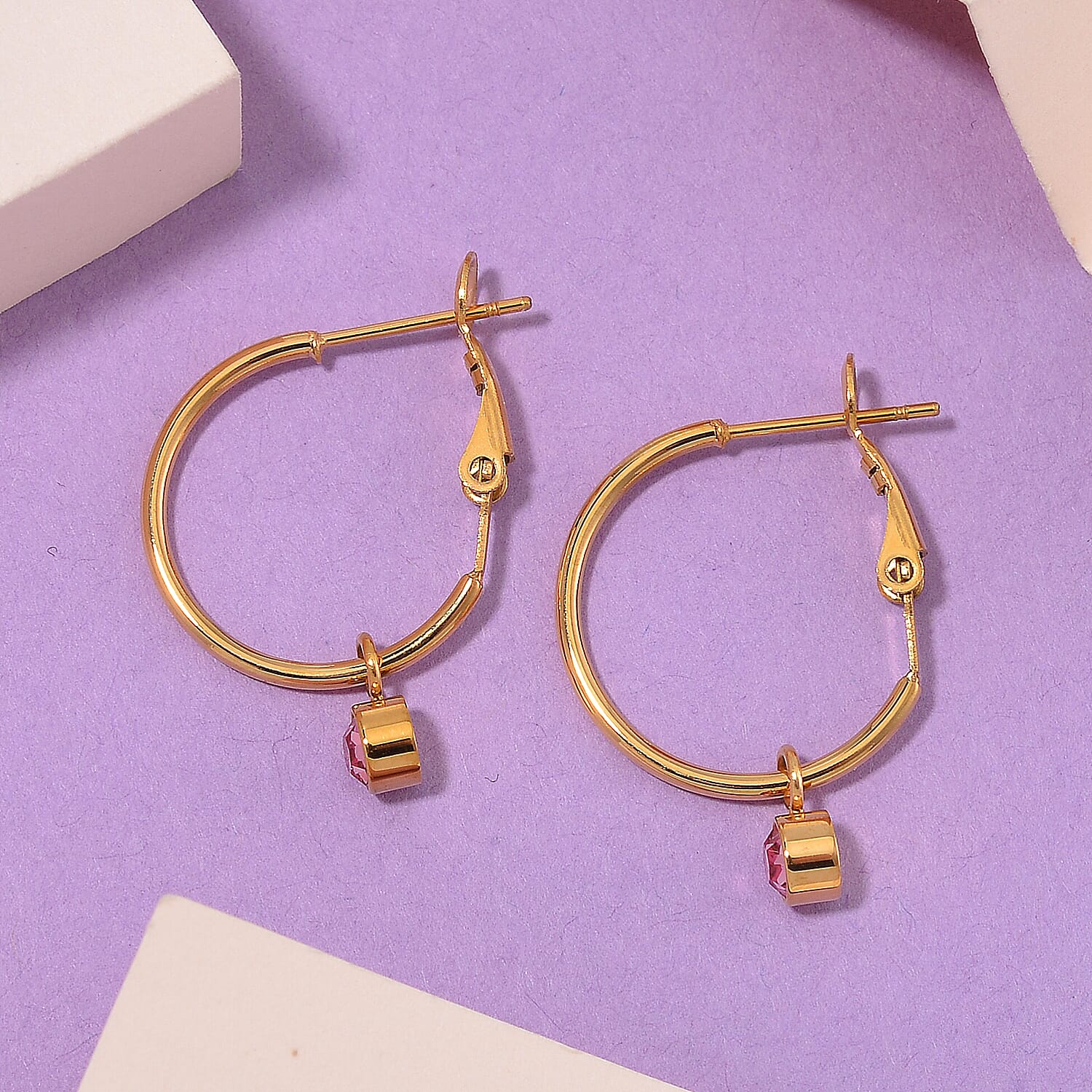 5 Piece Set - Golden & Multi Color Crystal Charms and Earrings