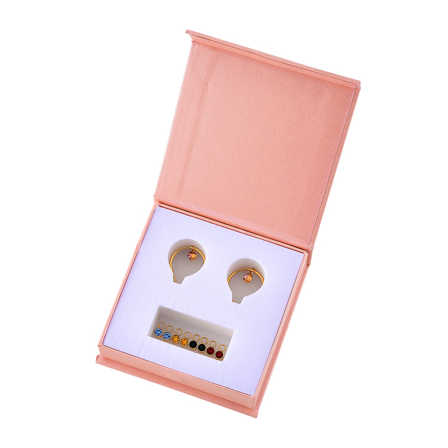 5 Piece Set - Golden & Multi Color Crystal Charms and Earrings