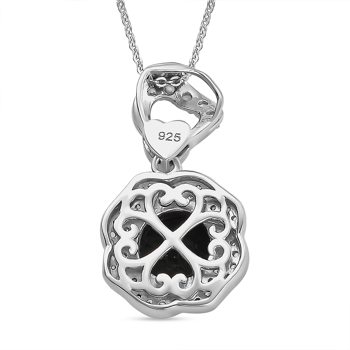 Alexandrite Triplet Quartz & White Zircon Pendant with Chain (Size 20) in Rhodium Overlay Sterling Silver 3.59 Ct.