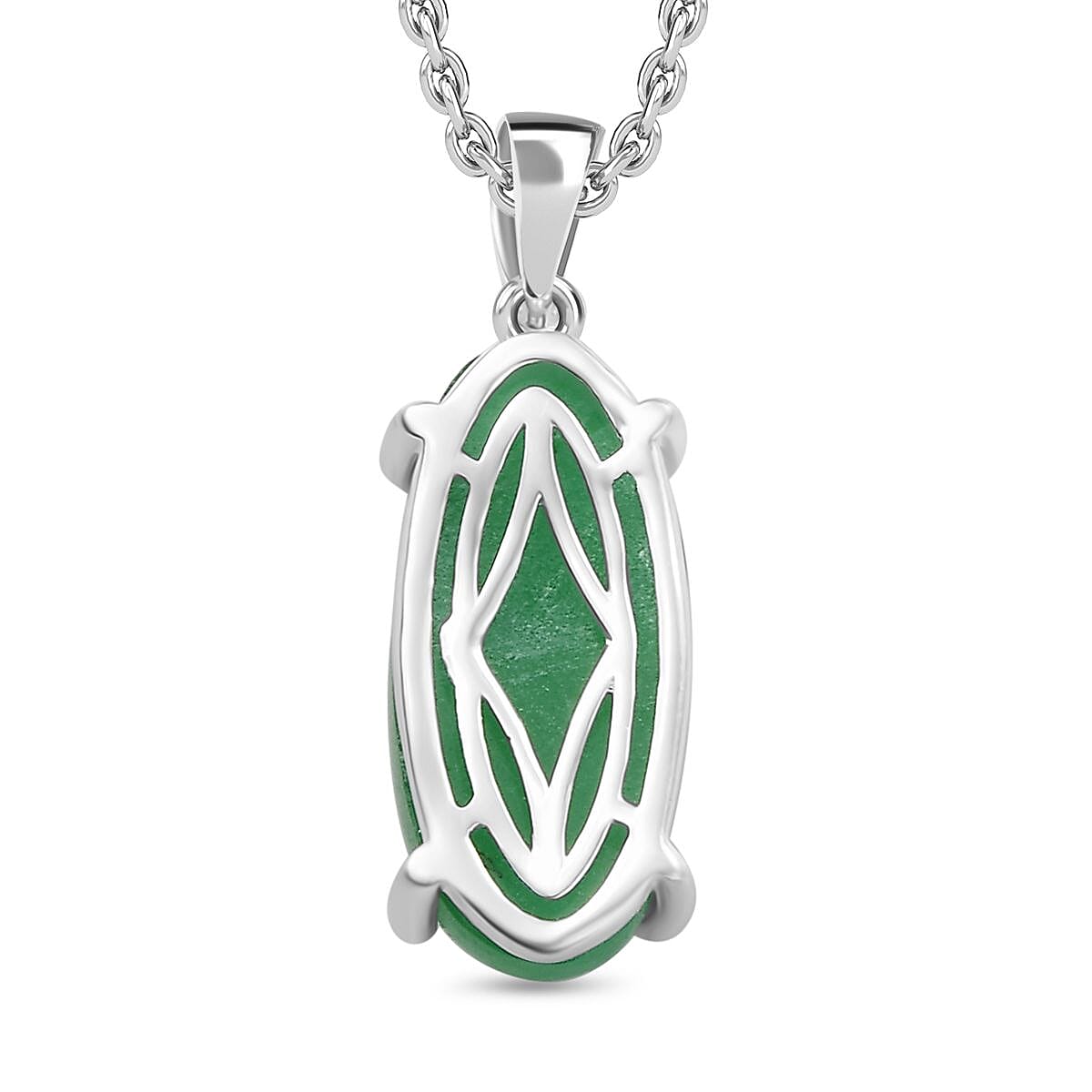 Green Jadeite Sterling Silver Pendant with Chain (Size 20) 6.700  Ct.