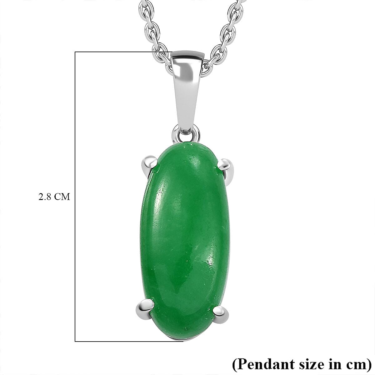 Green Jadeite Sterling Silver Pendant with Chain (Size 20) 6.700  Ct.