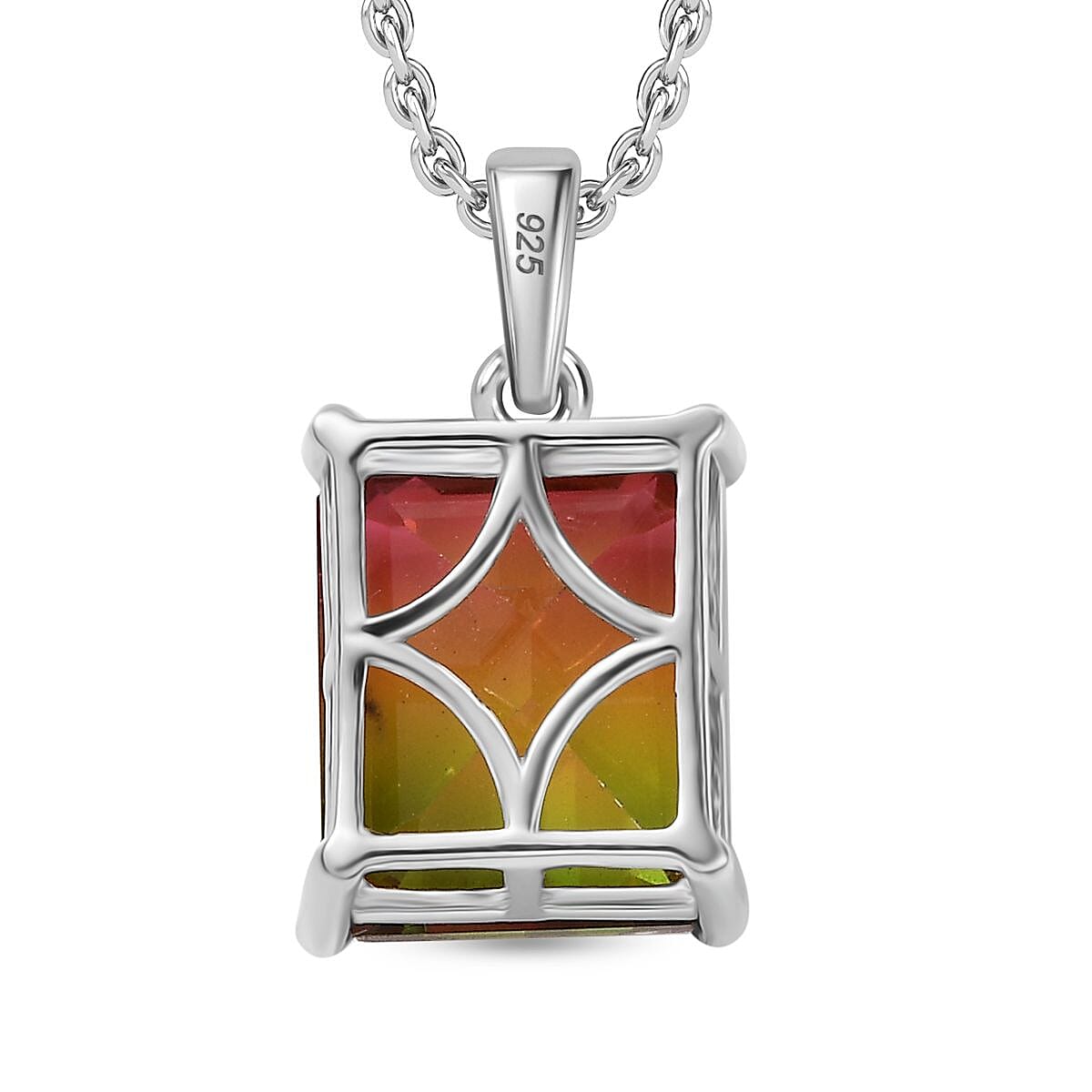 Rainbow Genesis Triplet Quartz Pendant with Chain (Size 20) in Platinum Overlay Sterling Silver  7.200  Ct.
