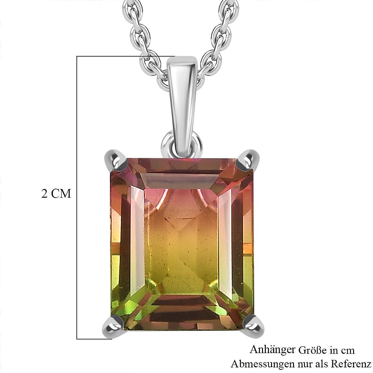 Rainbow Genesis Triplet Quartz Pendant with Chain (Size 20) in Platinum Overlay Sterling Silver  7.200  Ct.