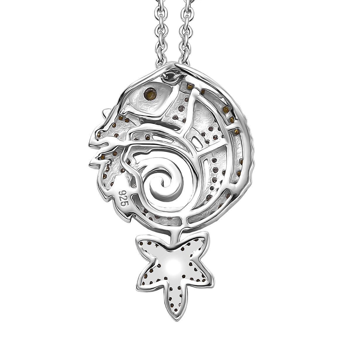 Natural White & Yellow Diamond Pendant with Chain (Size 20) in Rhodium Overlay Sterling Silver 0.50 Ct. Natural White & Yellow Diamond Pendant with Chain (Size 20) in Rhodium Overlay Sterling Silver 0.50 Ct.