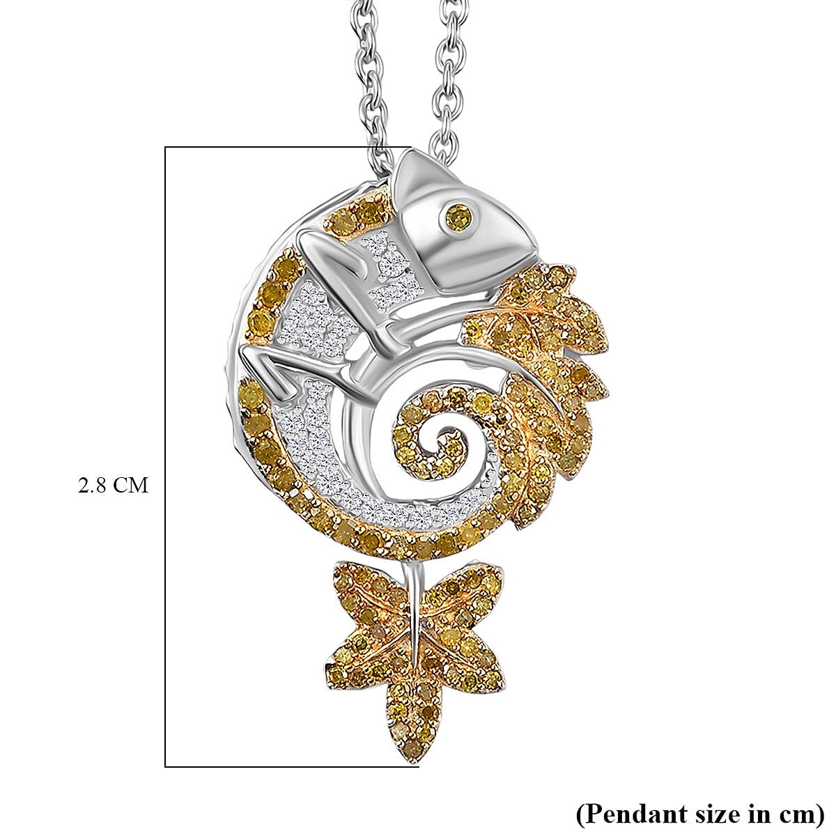 Natural White & Yellow Diamond Pendant with Chain (Size 20) in Rhodium Overlay Sterling Silver 0.50 Ct. Natural White & Yellow Diamond Pendant with Chain (Size 20) in Rhodium Overlay Sterling Silver 0.50 Ct.