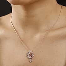 Champagne & White Diamond Chameleon Motif Pendant with Chain (Size 20) in 18K Vermeil Rose Gold Plated Sterling Silver 0.70 Ct.