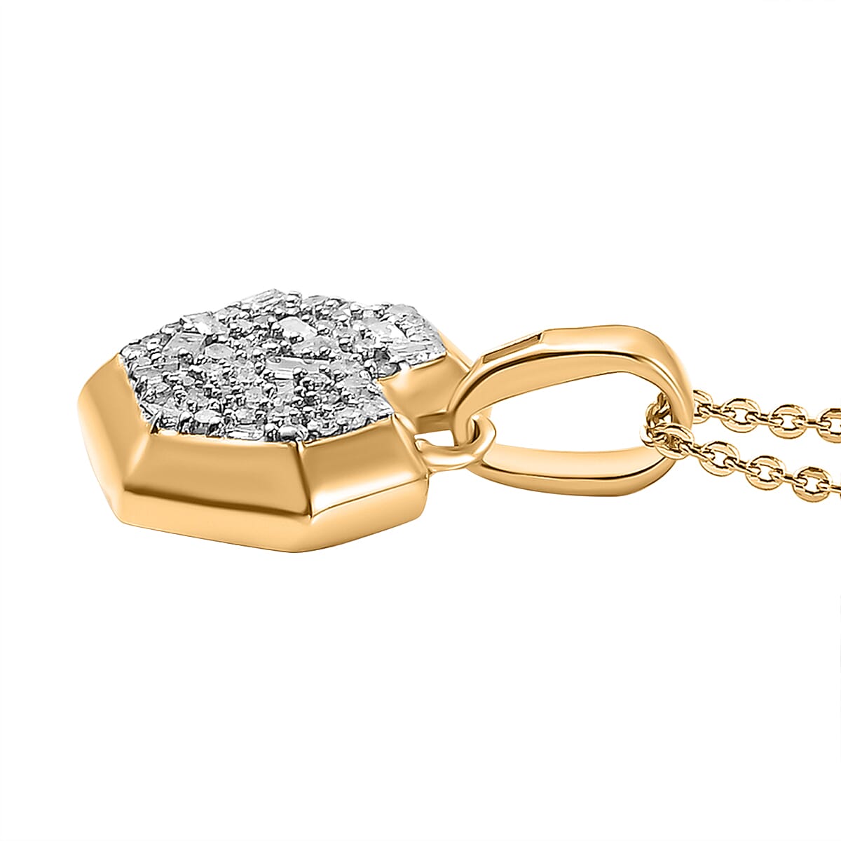 GP Amore Collection - White Diamond Blue Sapphire Pendant with Chain in 18K YG Vermeil Sterling Silver