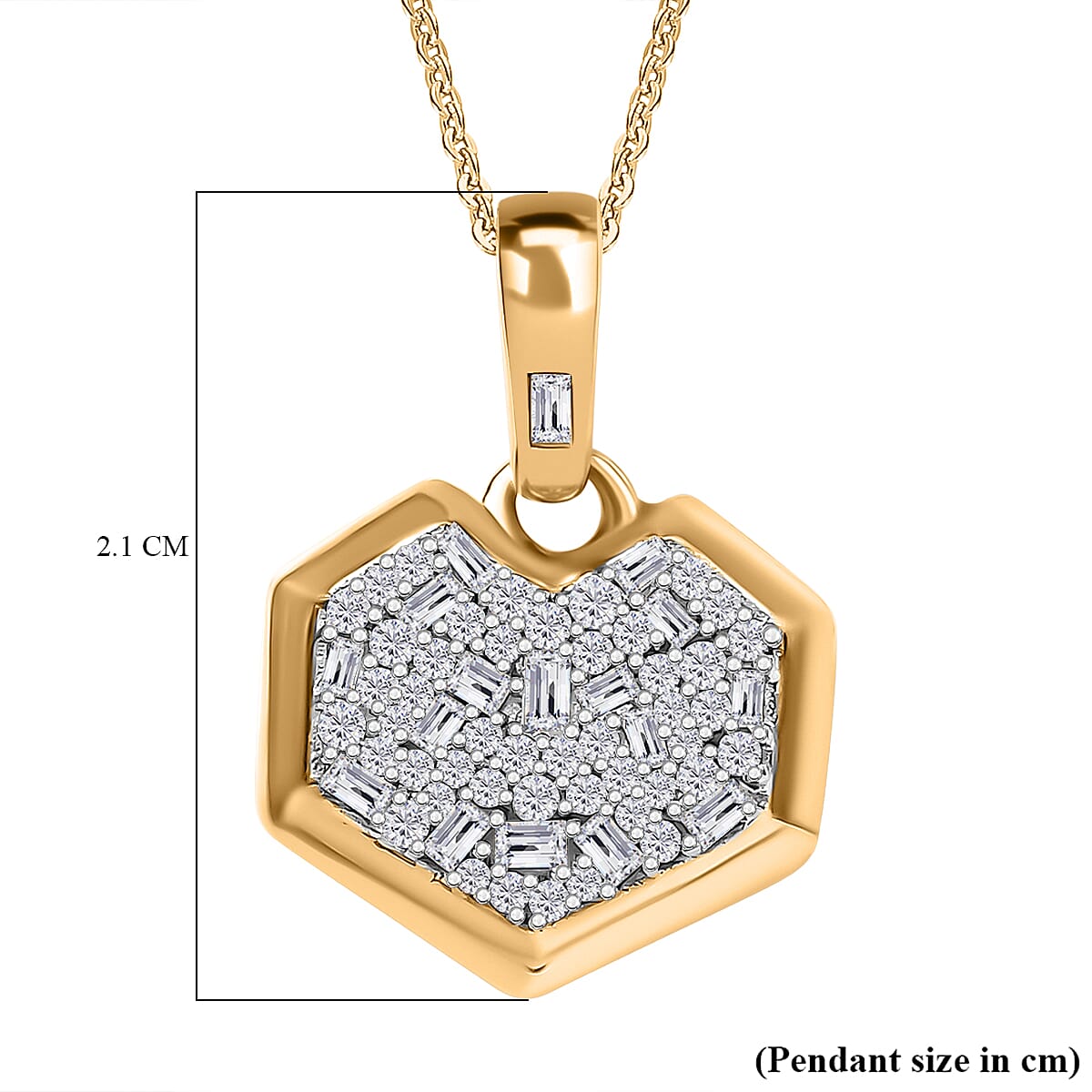 GP Amore Collection - White Diamond Blue Sapphire Pendant with Chain in 18K YG Vermeil Sterling Silver
