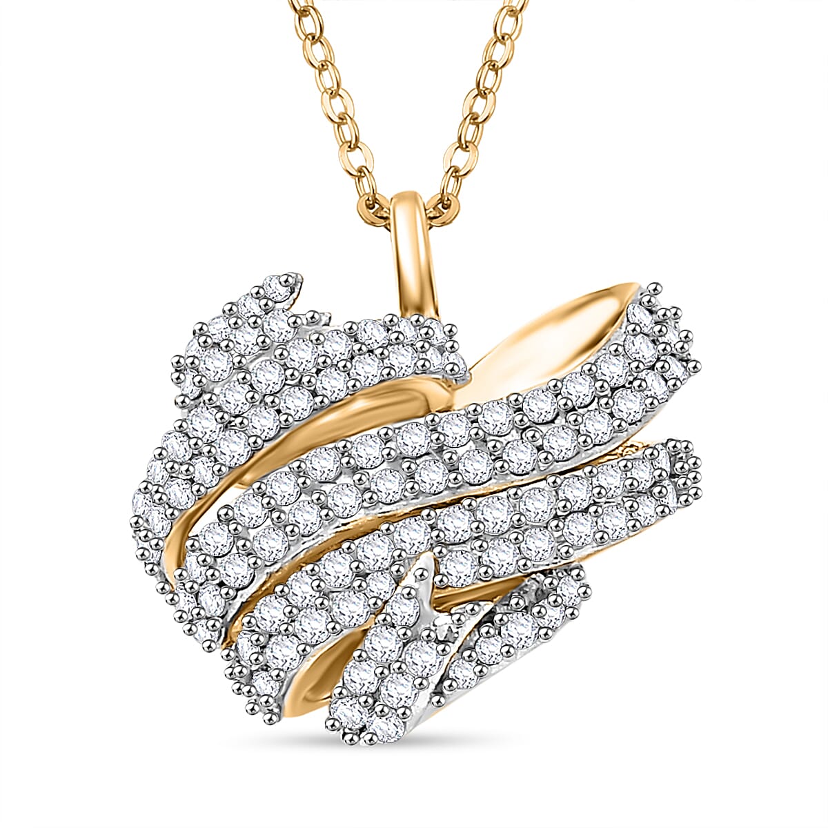 GP Amore Collection - Diamond Heart Pendant with Chain in Sterling Silver