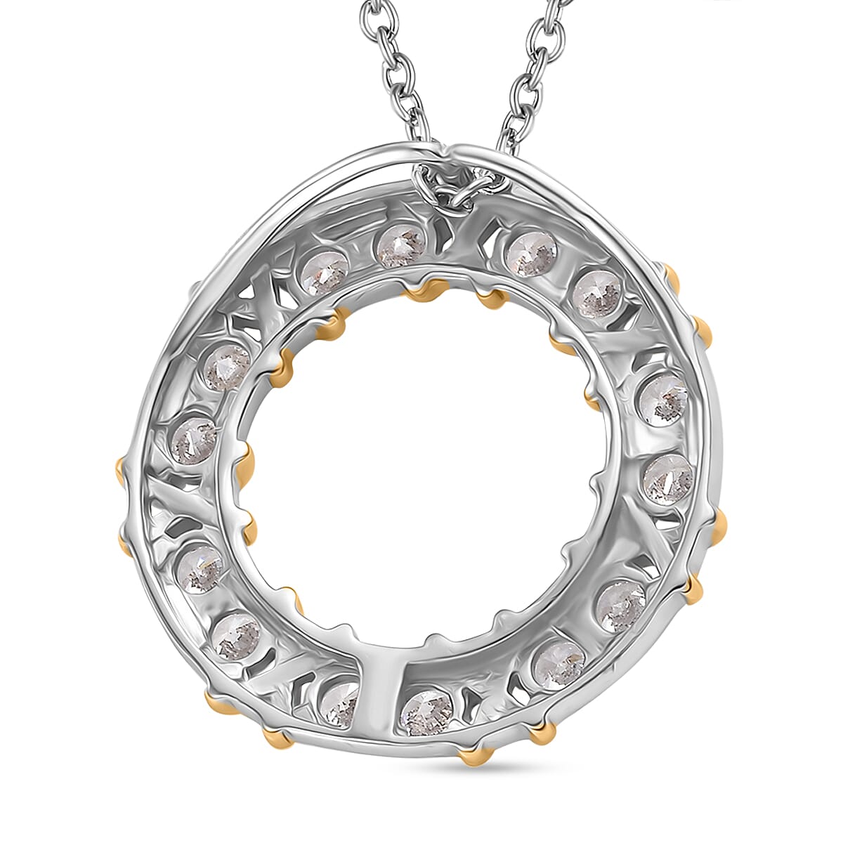 White Cubic Zirconia Pendant with Chain (Size 20) in Platinum Overlay Sterling Silver 2.94 Ct.