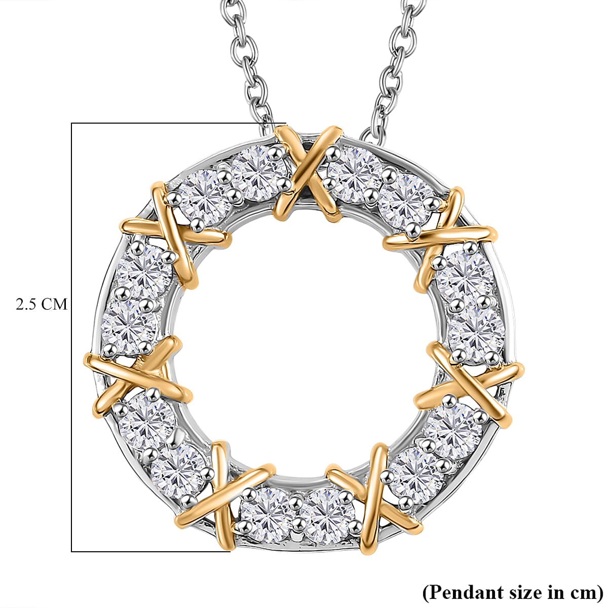 White Cubic Zirconia Pendant with Chain (Size 20) in Platinum Overlay Sterling Silver 2.94 Ct.
