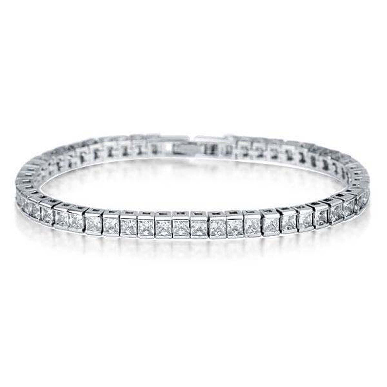 NY Close Out Deal - 2 Piece Set - Cubic Zirconia Bracelet (Size 7.5) & Earrings with Push Back 7.20 Ct.
