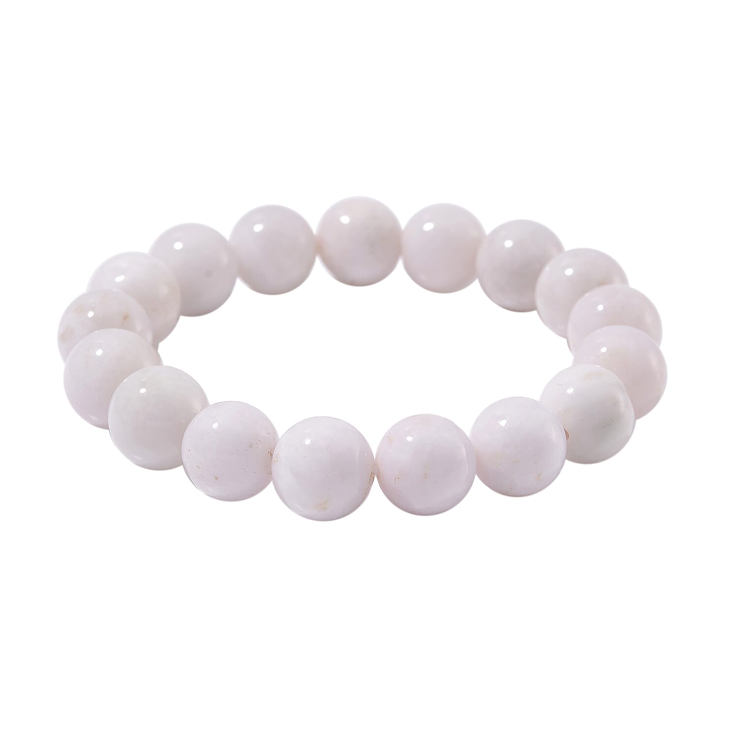 Natural Type A White Jadeite Beads Stretchable Bracelet (Size 7.5) & Earrings with Lever Back in Vermeil Yellow Gold Plated Sterling Silver 370.00 Ct.