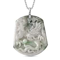 Natural Type A Bi-Colour Jadeite Carved Dragon Pendant with Chain (124.00 Ct, Size 20)