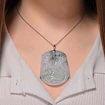 Natural Type A Bi-Colour Jadeite Carved Dragon Pendant with Chain (124.00 Ct, Size 20)