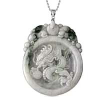 Natural Type A Bi-Colour Jadeite Carved Dragon Pendant with Chain (155.00 Ct, Size 20)