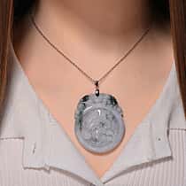 Natural Type A Bi-Colour Jadeite Carved Dragon Pendant with Chain (155.00 Ct, Size 20)