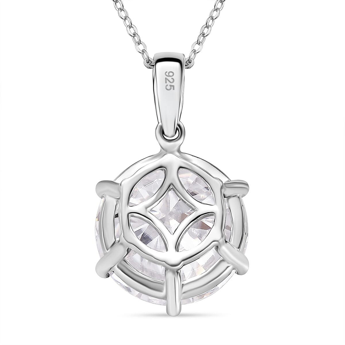 Moissanite Pendant with Chain (Size - 20) in Rhodium Ovarlay Sterling Silver 8.68 Ct.