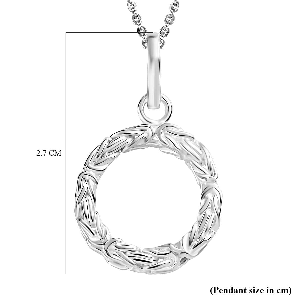 Byzantine Link Circle Pendant with Chain (Size 20) in Sterling Silver