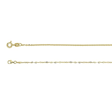 Set of 2 - Designer Inspired Necklaces (Size - 18) with Spring Ring Clasp in Yellow Gold Plated Sterling Silver