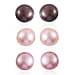 Set of 3 - Fresh Water Peach, Peacock & Purple Pearl Earring With Push Back in Rhodium Overlay Sterling Silver 24.00 Ct.