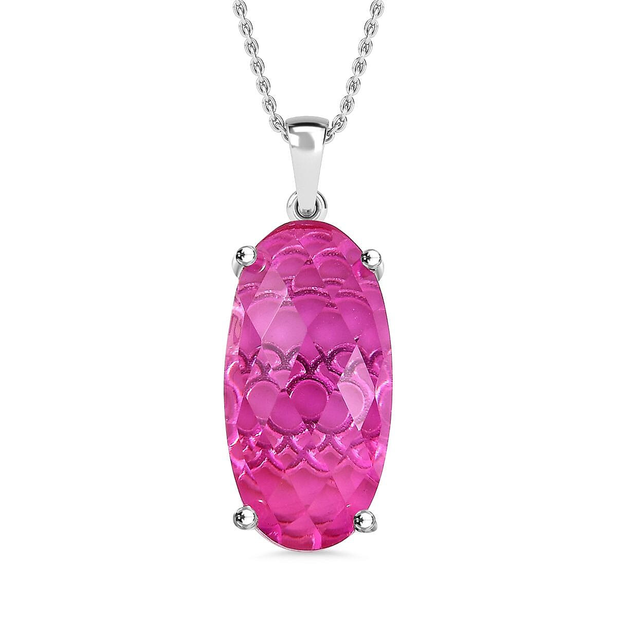 Radiant Orchid Triplet Quartz Sterling Silver Pendant with Chain (Size 20) 10.00 Ct.