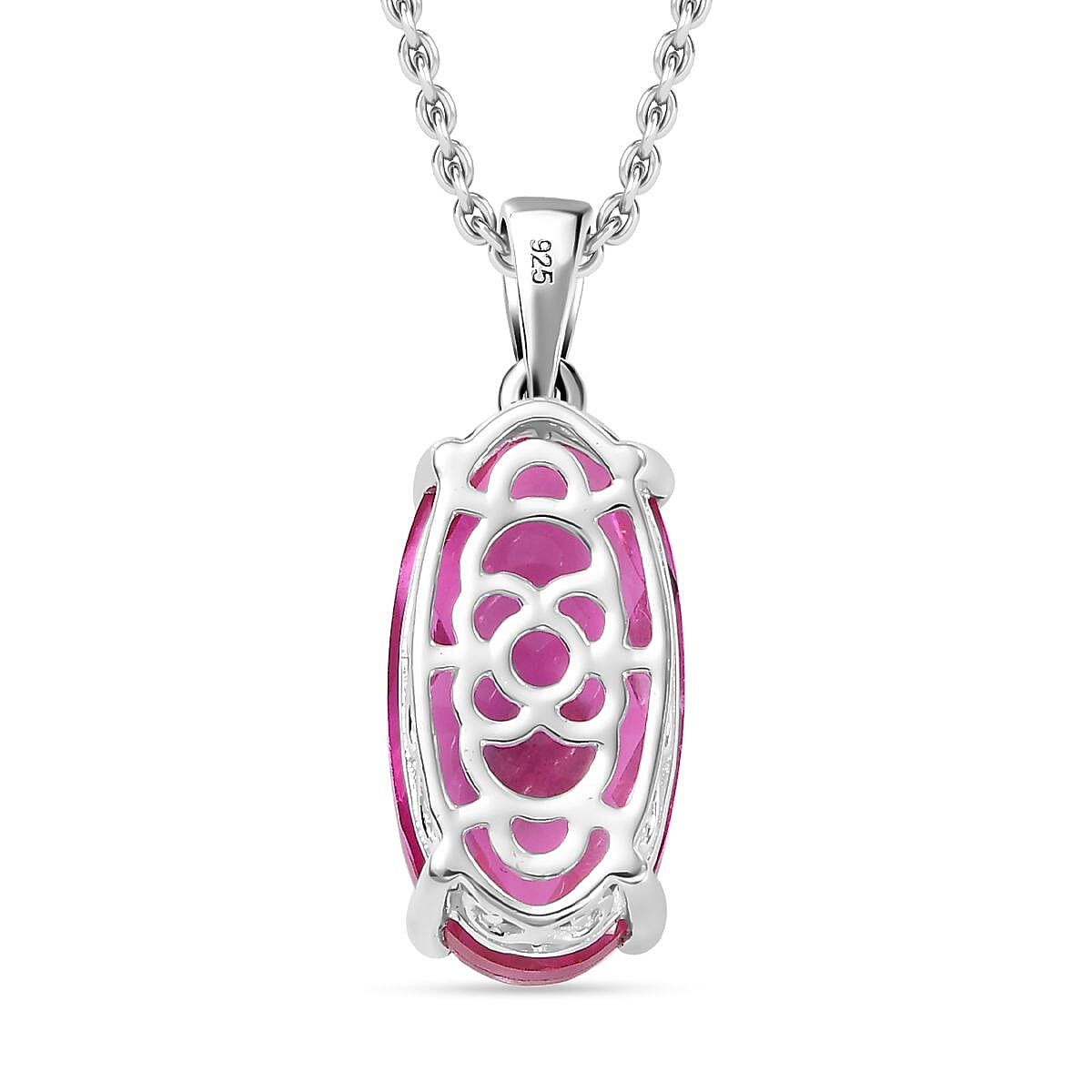 Radiant Orchid Triplet Quartz Sterling Silver Pendant with Chain (Size 20) 10.00 Ct.
