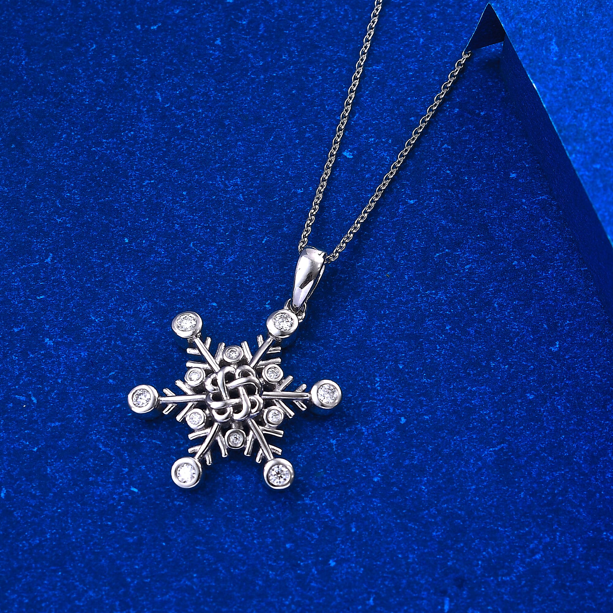 Moissanite Pendant with Chain (Size 20) in Rhodium Overlay Sterling Silver, Silver Wt. 7.40 Gms.