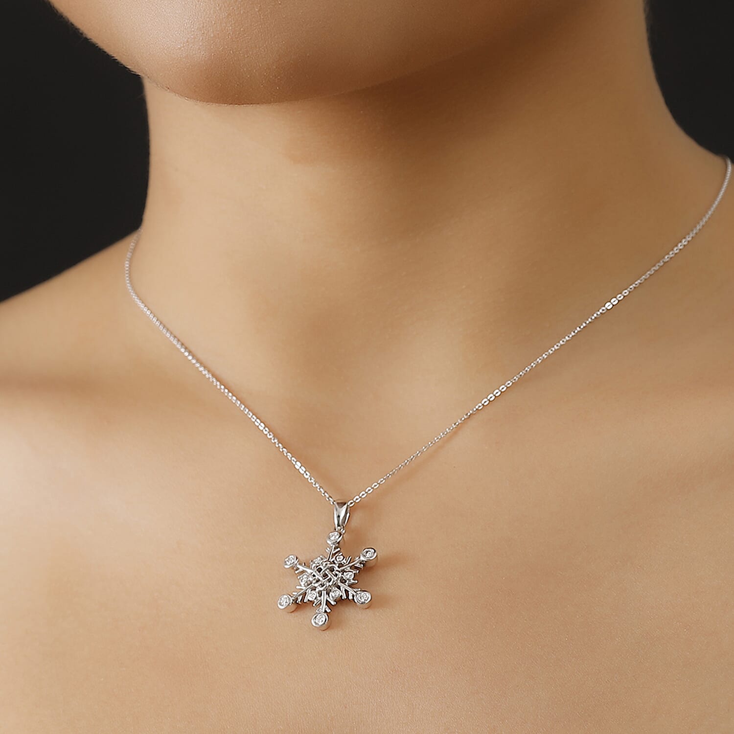 Moissanite Pendant with Chain (Size 20) in Rhodium Overlay Sterling Silver, Silver Wt. 7.40 Gms.