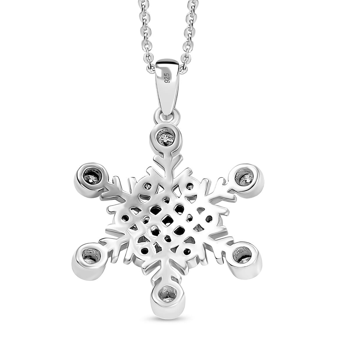 Moissanite Pendant with Chain (Size 20) in Rhodium Overlay Sterling Silver, Silver Wt. 7.40 Gms.