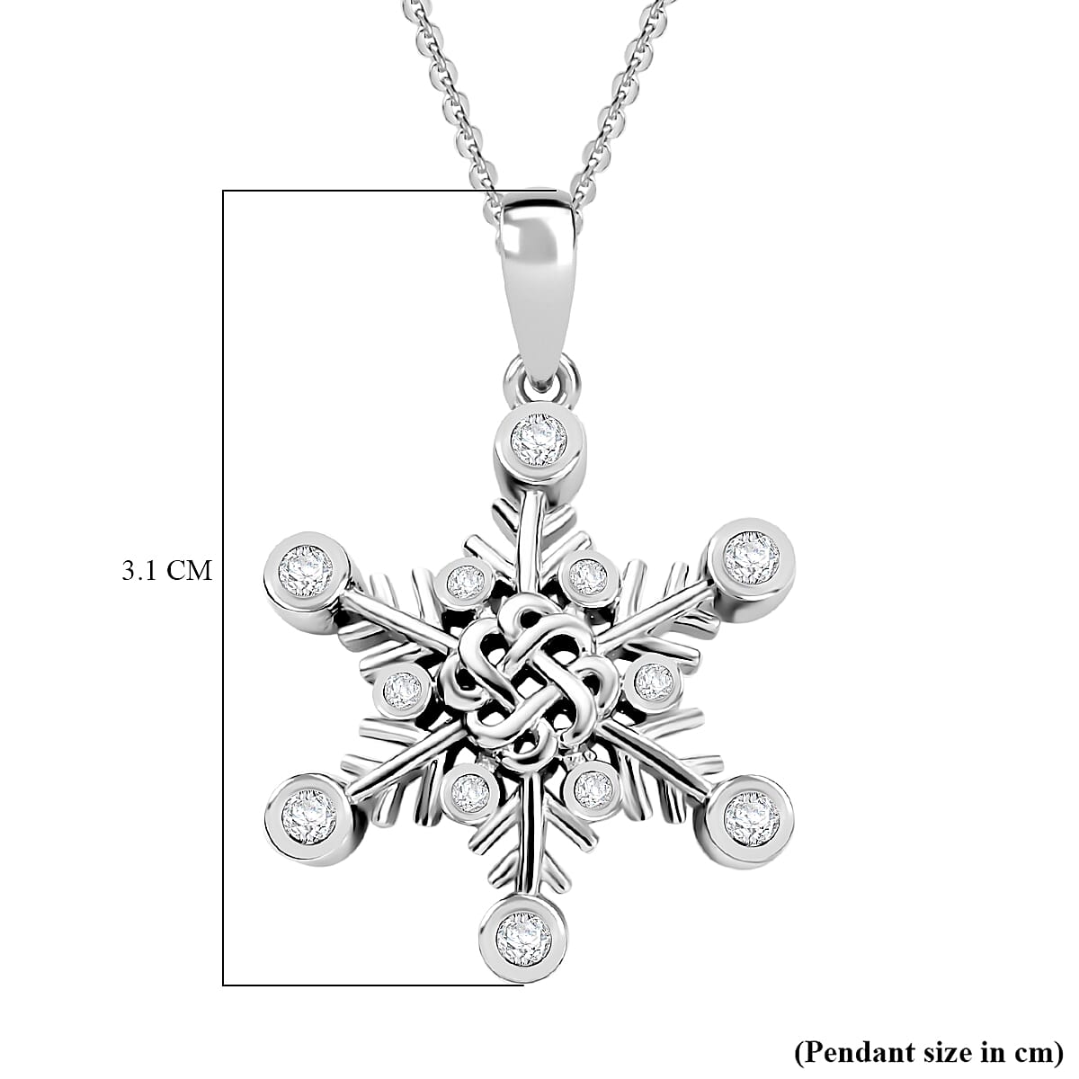 Moissanite Pendant with Chain (Size 20) in Rhodium Overlay Sterling Silver, Silver Wt. 7.40 Gms.