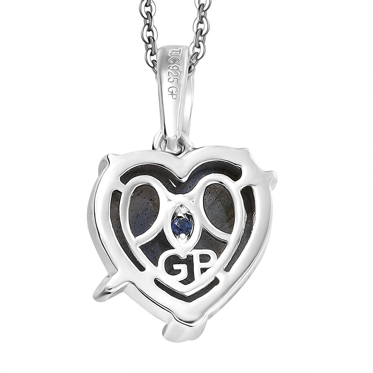 GP Italian Garden Collection - Labradorite & Multi Gemstones Pendant with Chain (Size 20) in Rhodium Overlay Sterling Silver 9.33 Ct.