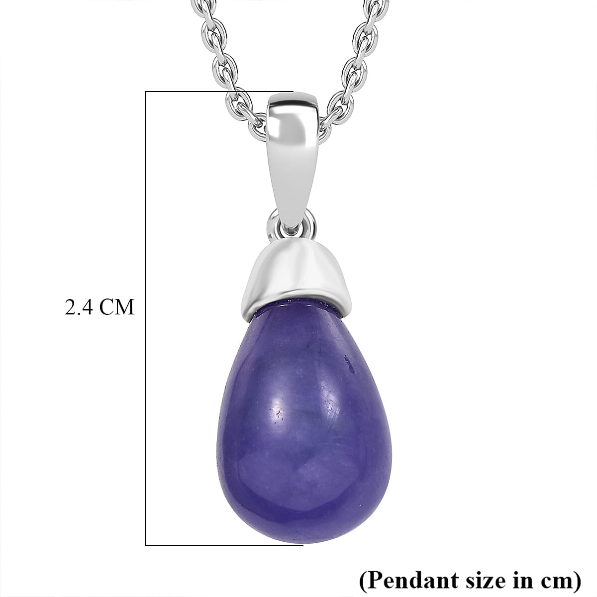 Purple Jade Pendant with Chain (Size - 20) in Sterling Silver 9.10 Ct.