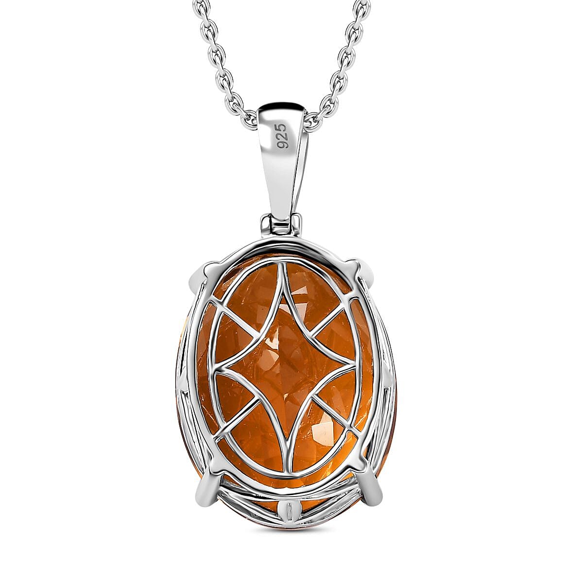 One Time Deal- Serra Gaucha Citrine Pendant with Chain (Size 20) in Rhodium Overlay Sterling Silver 50.00 Ct.