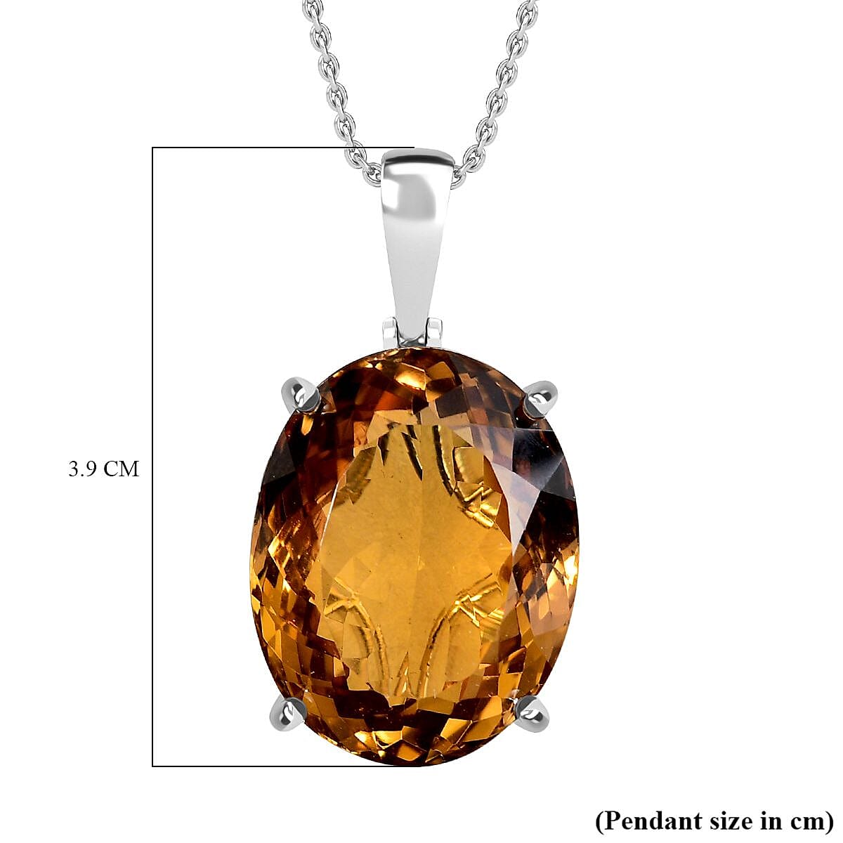 One Time Deal- Serra Gaucha Citrine Pendant with Chain (Size 20) in Rhodium Overlay Sterling Silver 50.00 Ct.