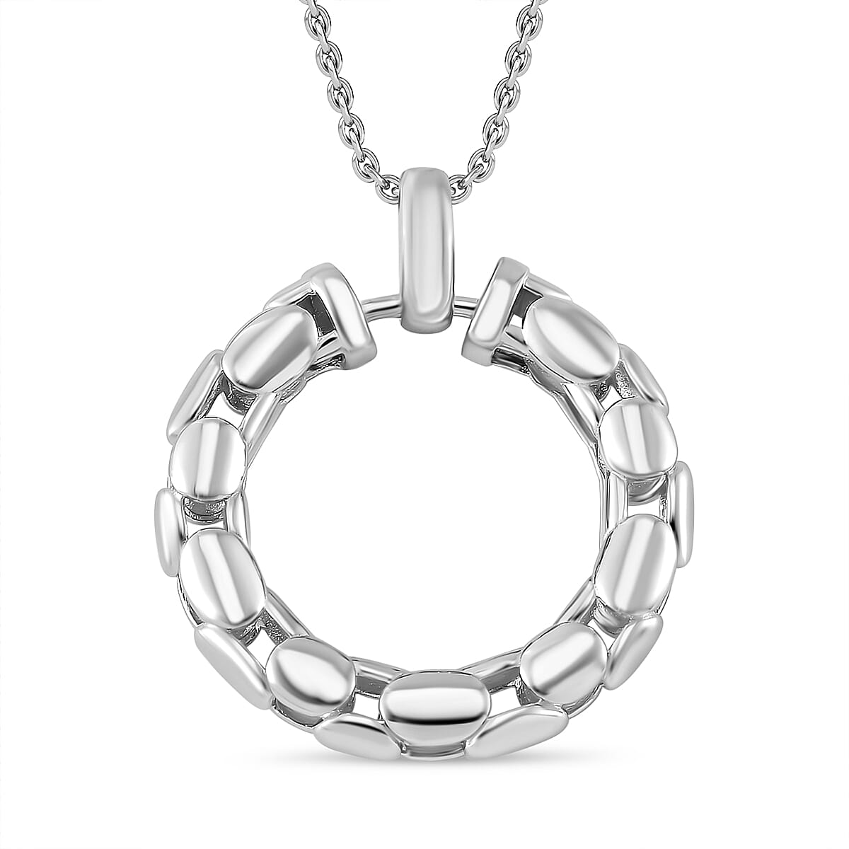 LUCY Q - Bubble Collection Pendant with Chain (Size - 18) in Rhodium Overlay Sterling Silver, Silver Wt. 8.00 Gms.