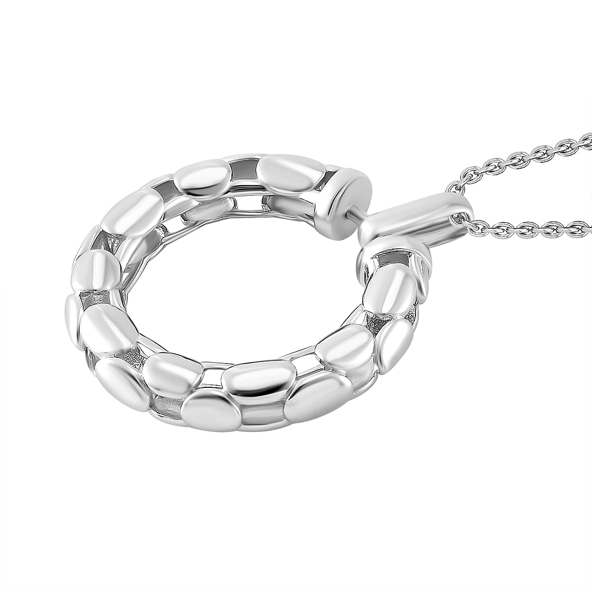LUCY Q - Bubble Collection Pendant with Chain (Size - 18) in Rhodium Overlay Sterling Silver, Silver Wt. 8.00 Gms.