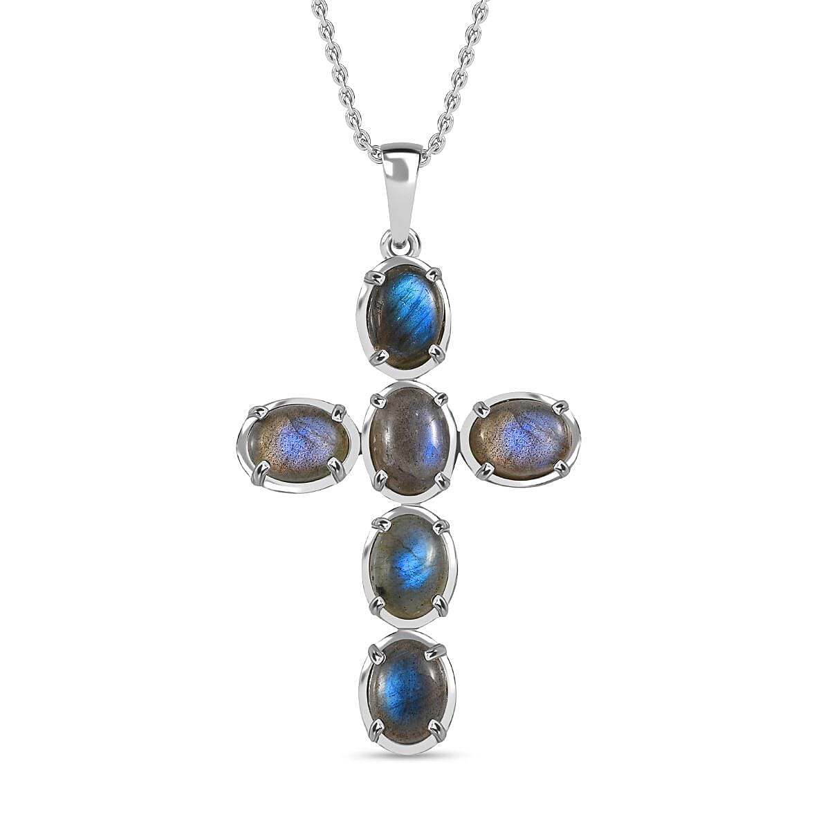 Cross Pendant with Chain (Size - 20) in Silver Tone